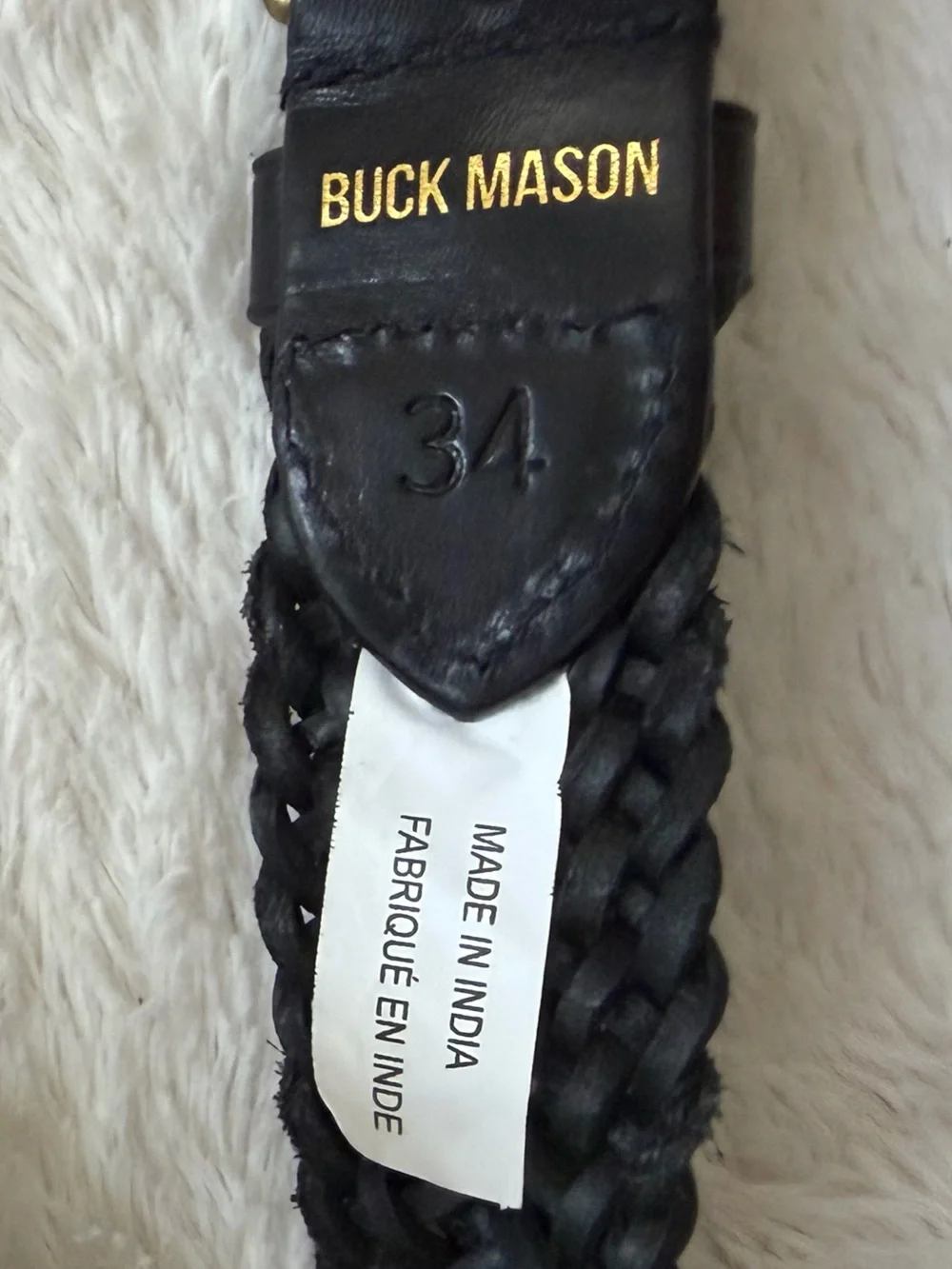 Buck Mason Braided Leather Belt 34 FLAW NWT